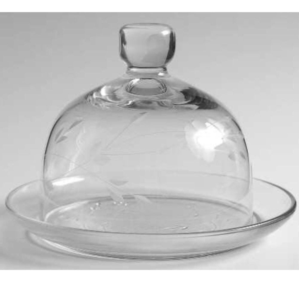Princess House Crystal Etched Round Butter/Chesse